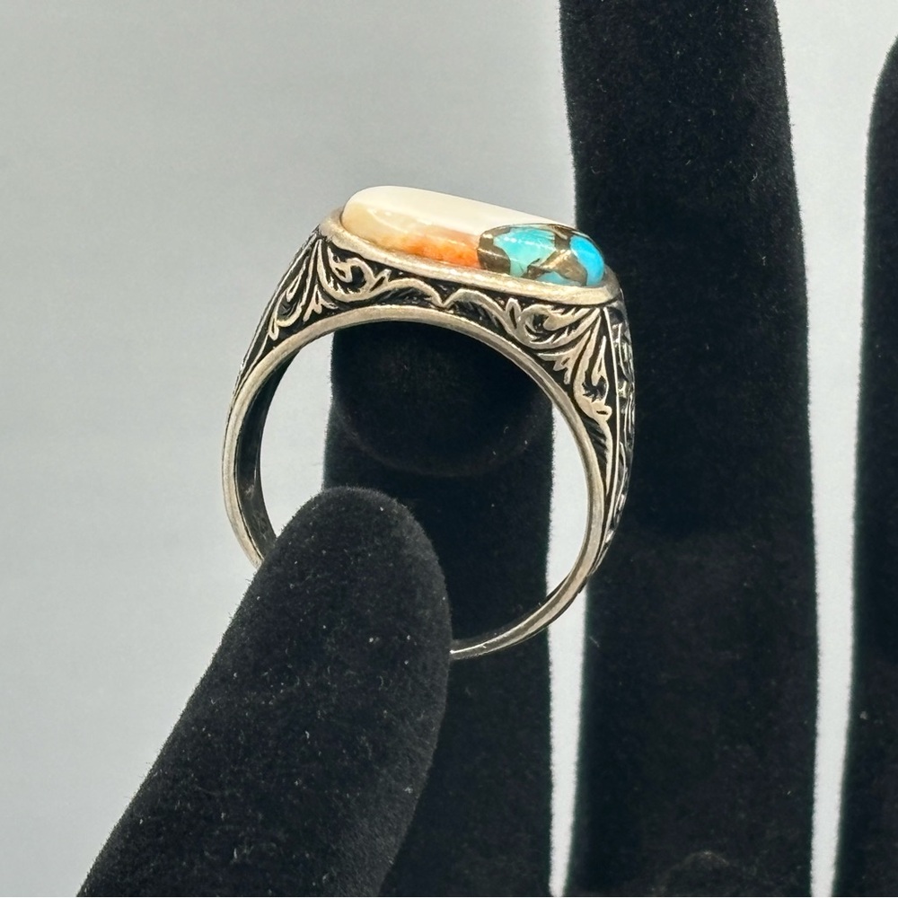 Silver Turquoise Men’s Statement Ring - image 3